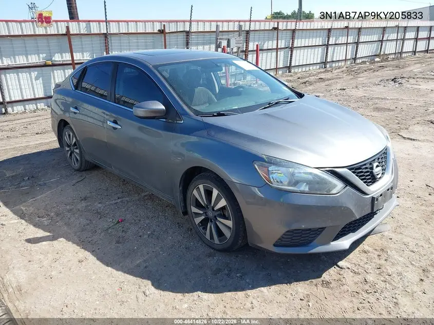 NISSAN SENTRA 2019, VIN 3N1AB7AP9KY205833
