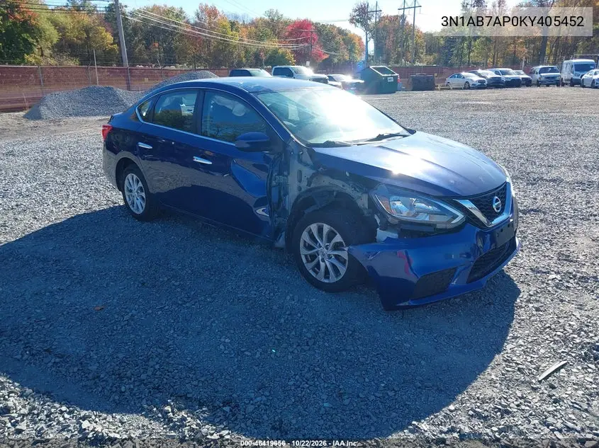 NISSAN SENTRA 2019, VIN 3N1AB7AP0KY405452