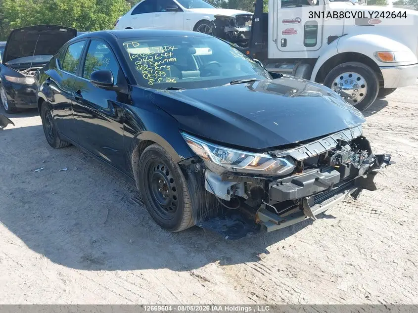 NISSAN SENTRA 2020, VIN 3N1AB8CV0LY242644
