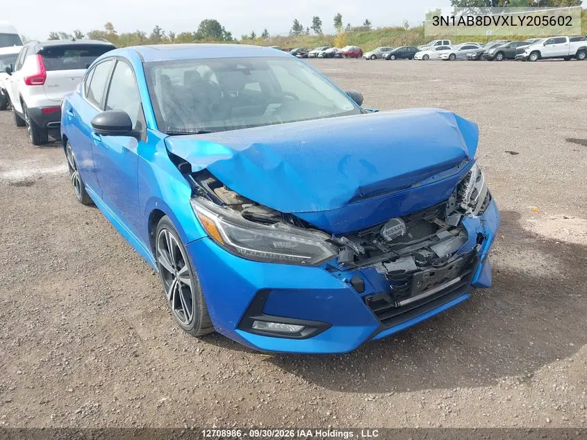NISSAN SENTRA 2020, VIN 3N1AB8DVXLY205602