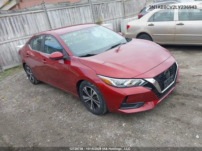 NISSAN SENTRA 2020, VIN 3N1AB8CV2LY236943