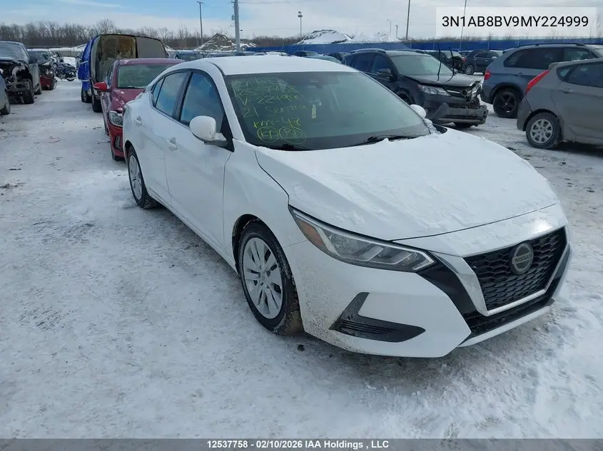 NISSAN SENTRA 2021, VIN 3N1AB8BV9MY224999