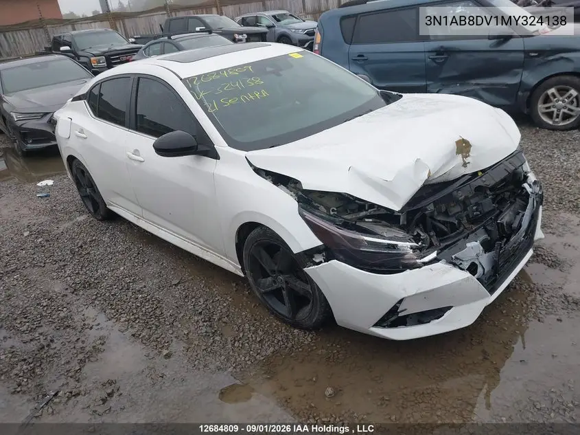 NISSAN SENTRA 2021, VIN 3N1AB8DV1MY324138