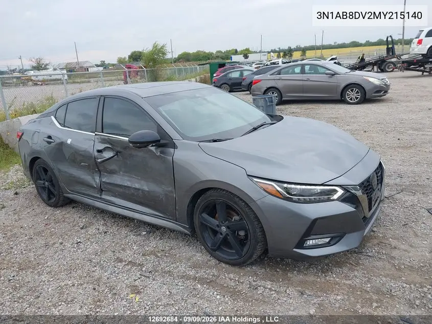 NISSAN SENTRA 2021, VIN 3N1AB8DV2MY215140