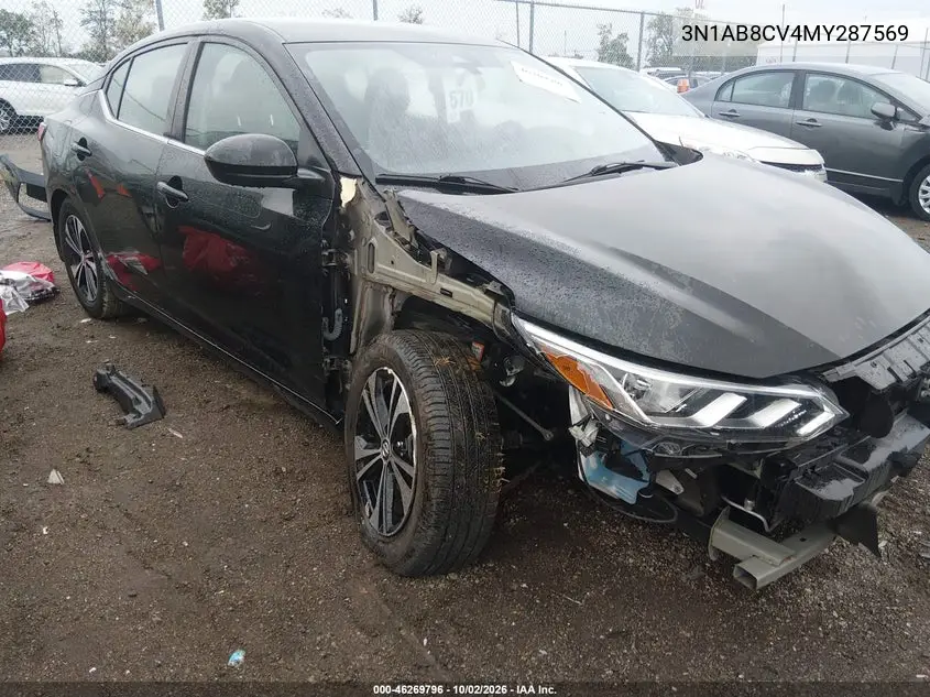NISSAN SENTRA 2021, VIN 3N1AB8CV4MY287569
