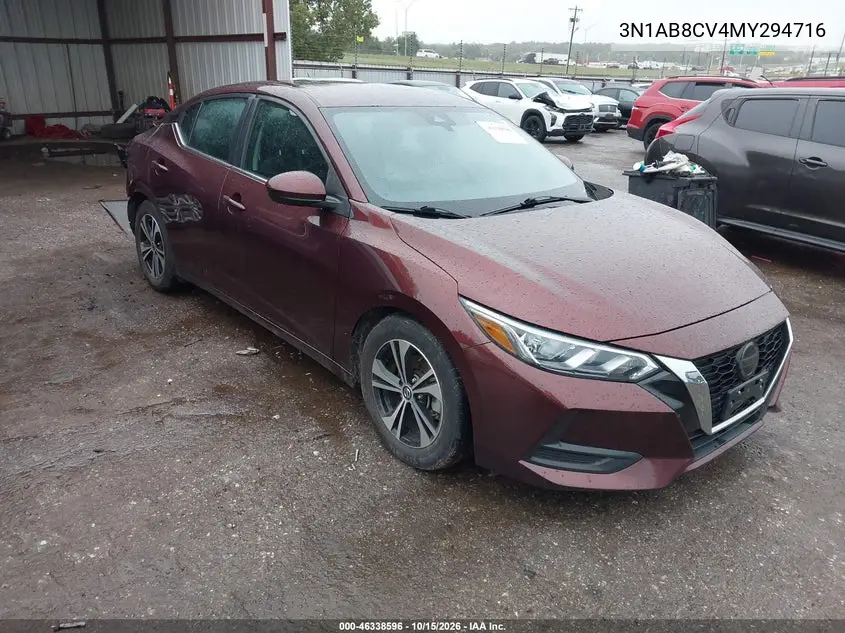 NISSAN SENTRA 2021, VIN 3N1AB8CV4MY294716