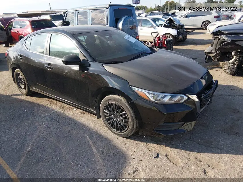 NISSAN SENTRA 2021, VIN 3N1AB8BV8MY303922