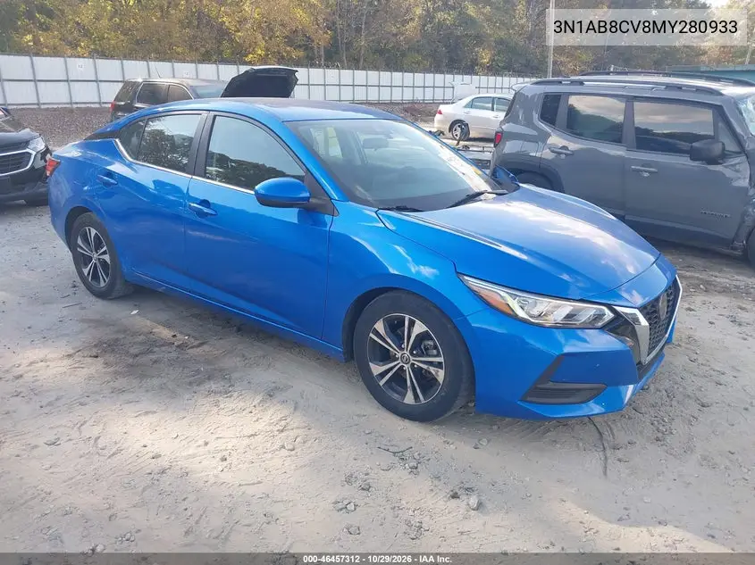 NISSAN SENTRA 2021, VIN 3N1AB8CV8MY280933