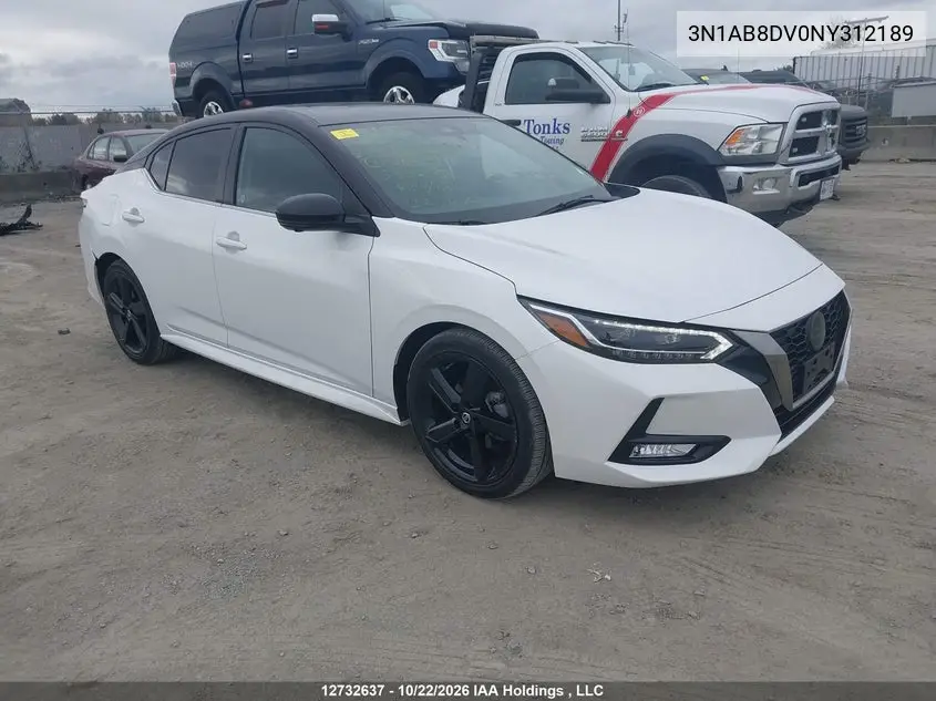 NISSAN SENTRA 2022, VIN 3N1AB8DV0NY312189