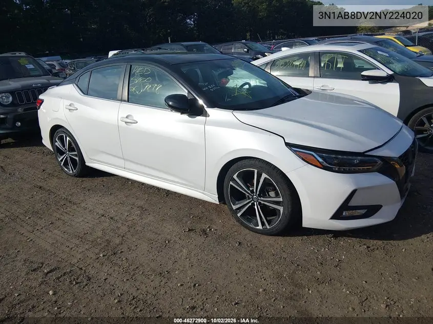 NISSAN SENTRA 2022, VIN 3N1AB8DV2NY224020