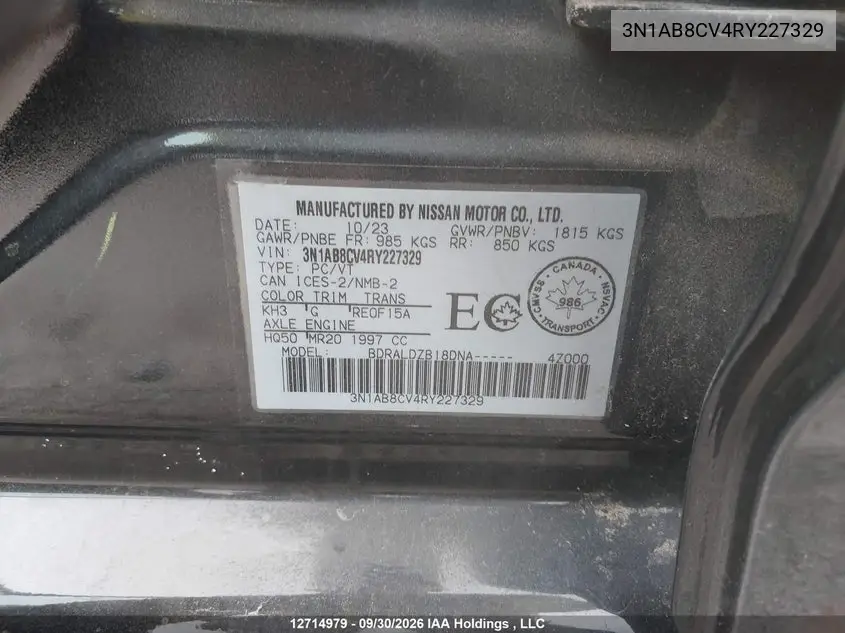2024 NISSAN SENTRA VIN 3N1AB8CV4RY227329 — фото 20