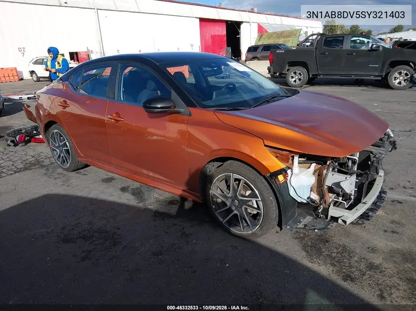 NISSAN SENTRA 2025, VIN 3N1AB8DV5SY321403