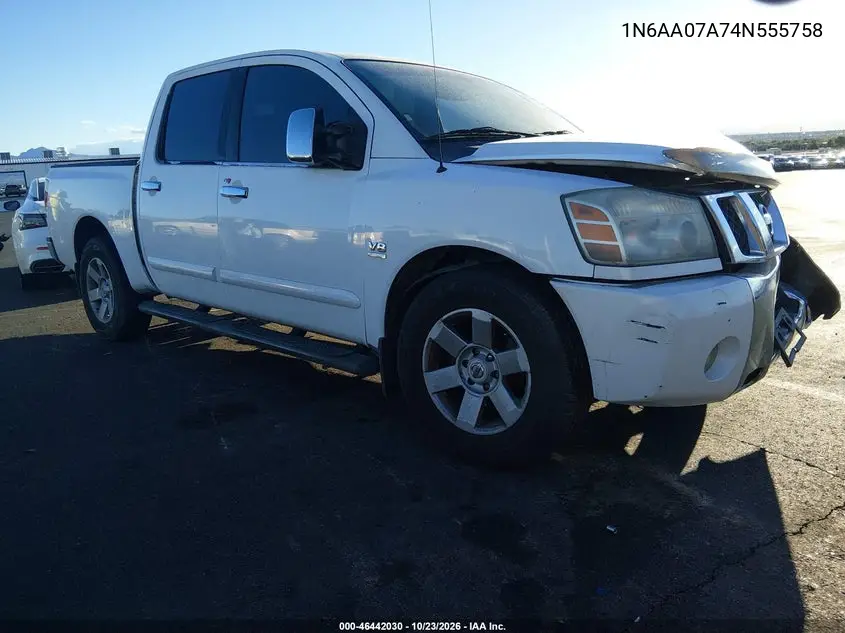 NISSAN TITAN 2004, VIN 1N6AA07A74N555758
