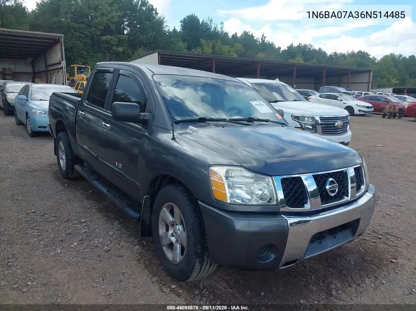 NISSAN TITAN 2006, VIN 1N6BA07A36N514485
