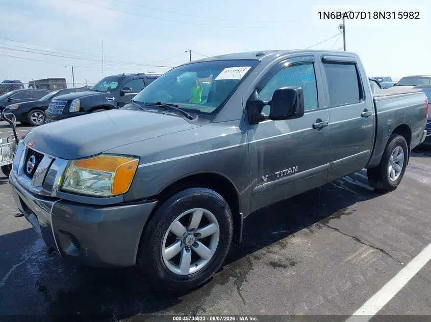 2008 NISSAN TITAN VIN 1N6BA07D18N315982 — фото 2