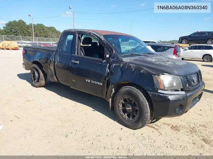 NISSAN TITAN 2008, VIN 1N6BA06A08N360340