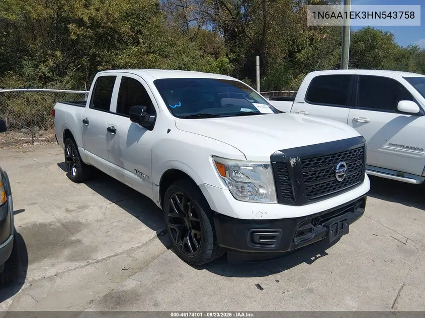 NISSAN TITAN 2017, VIN 1N6AA1EK3HN543758