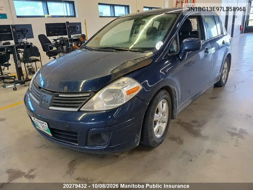 NISSAN VERSA 2007, VIN 3N1BC13E97L358968