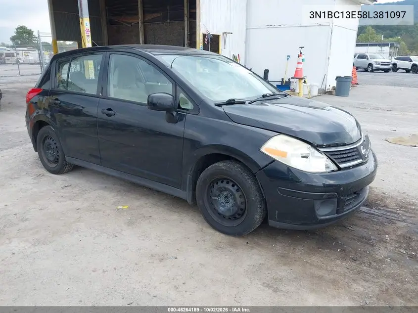 NISSAN VERSA 2008, VIN 3N1BC13E58L381097