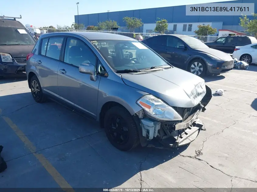 NISSAN VERSA 2009, VIN 3N1BC13E89L417611