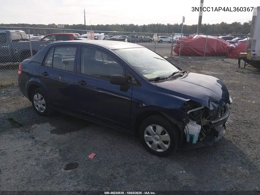 NISSAN VERSA 2010, VIN 3N1CC1AP4AL360367