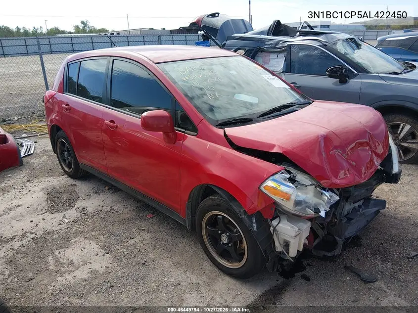 NISSAN VERSA 2010, VIN 3N1BC1CP5AL422450