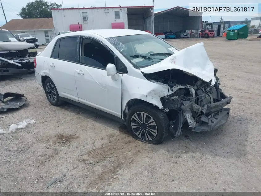 NISSAN VERSA 2011, VIN 3N1BC1AP7BL361817
