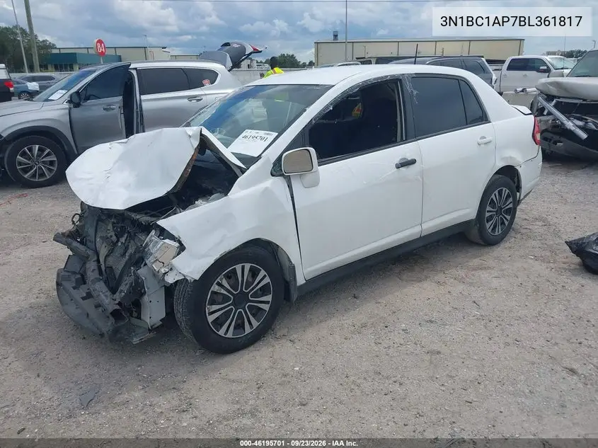 2011 NISSAN VERSA VIN 3N1BC1AP7BL361817 — фото 2