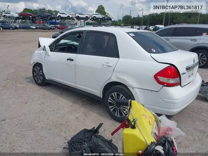 2011 NISSAN VERSA VIN 3N1BC1AP7BL361817 — фото 3