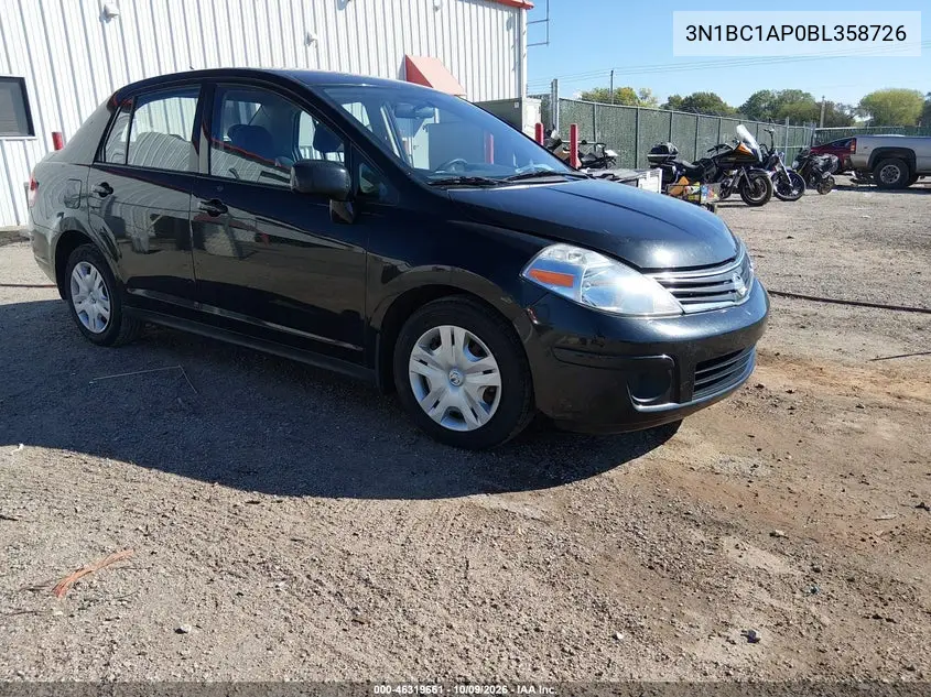NISSAN VERSA 2011, VIN 3N1BC1AP0BL358726