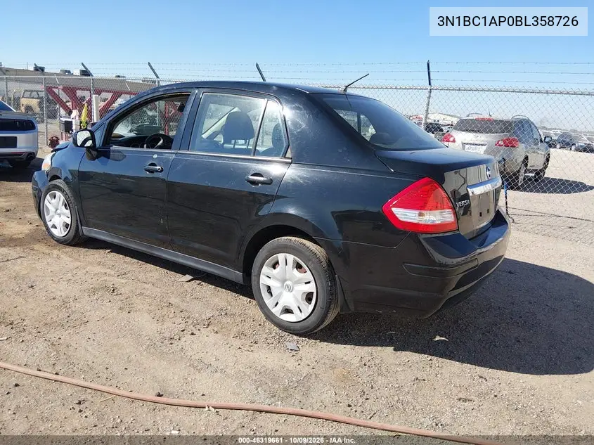 2011 NISSAN VERSA VIN 3N1BC1AP0BL358726 — фото 3