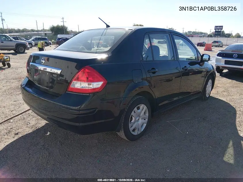 2011 NISSAN VERSA VIN 3N1BC1AP0BL358726 — фото 4