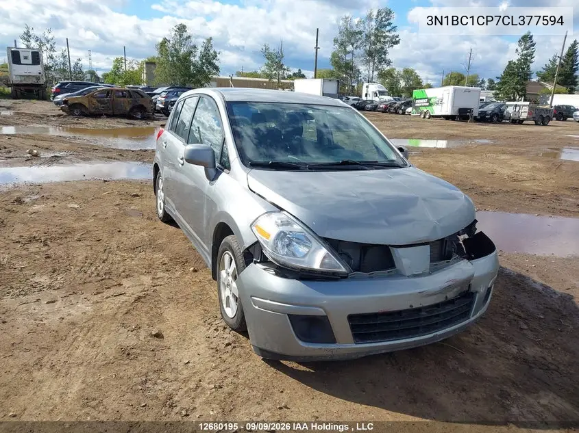 NISSAN VERSA 2012, VIN 3N1BC1CP7CL377594