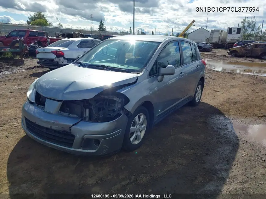 2012 NISSAN VERSA VIN 3N1BC1CP7CL377594 — фото 2