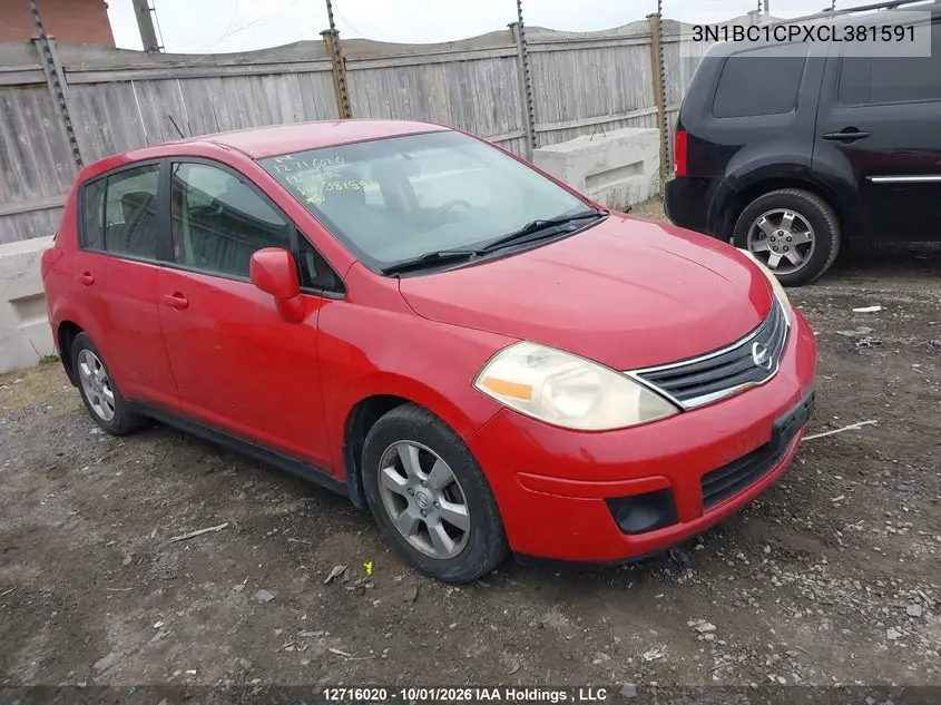 NISSAN VERSA 2012, VIN 3N1BC1CPXCL381591