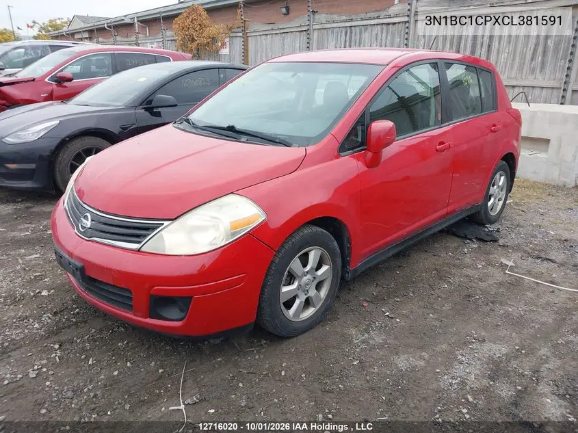 2012 NISSAN VERSA VIN 3N1BC1CPXCL381591 — фото 2