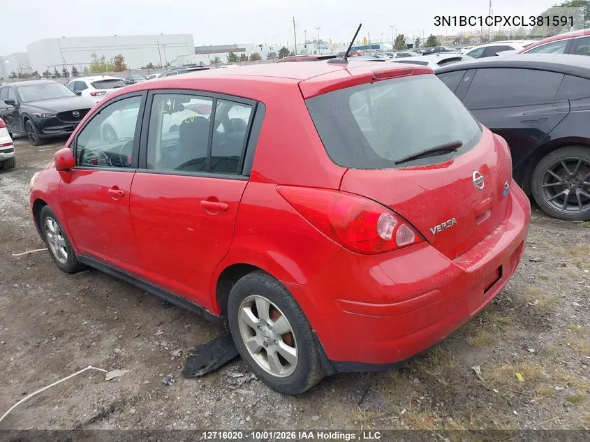 2012 NISSAN VERSA VIN 3N1BC1CPXCL381591 — фото 3