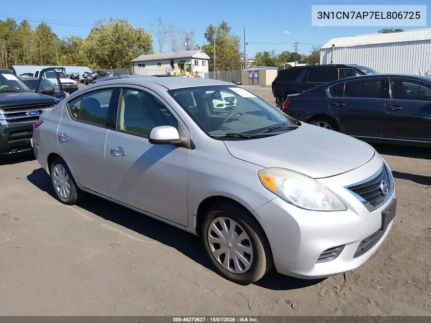 NISSAN VERSA 2014, VIN 3N1CN7AP7EL806725