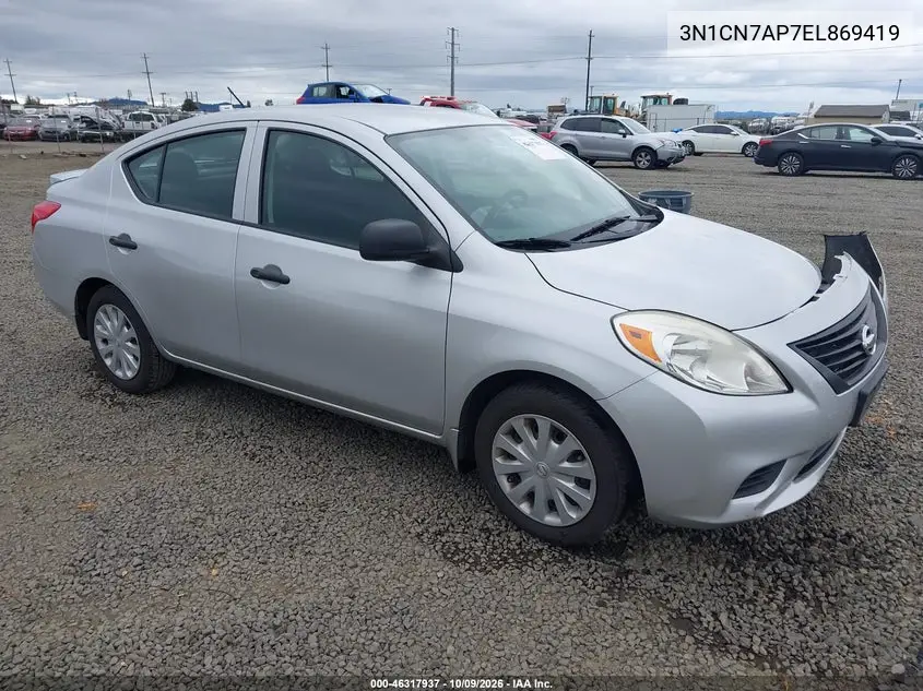 NISSAN VERSA 2014, VIN 3N1CN7AP7EL869419