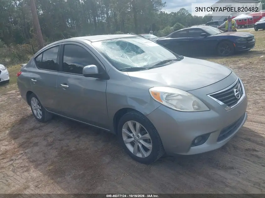 NISSAN VERSA 2014, VIN 3N1CN7AP0EL820482
