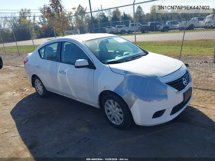 NISSAN VERSA 2014, VIN 3N1CN7AP9EK447402