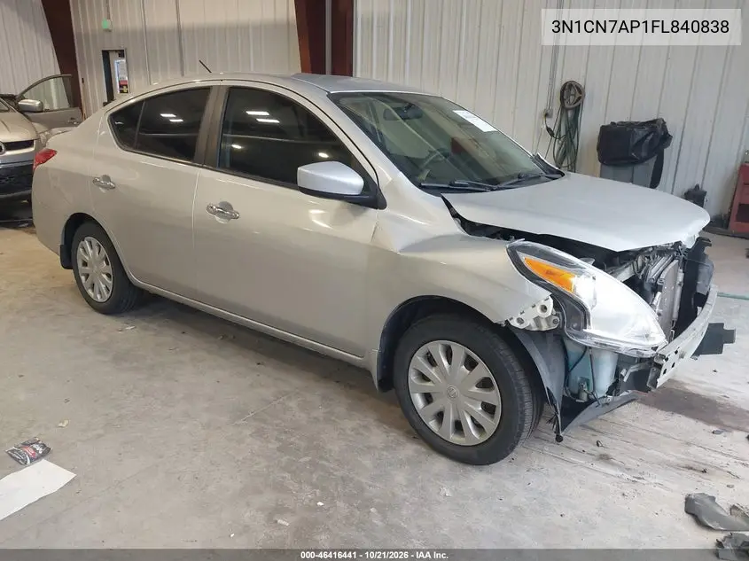 NISSAN VERSA 2015, VIN 3N1CN7AP1FL840838