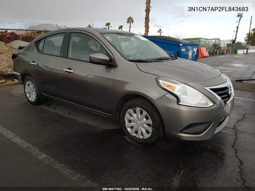 NISSAN VERSA 2015, VIN 3N1CN7AP2FL843683