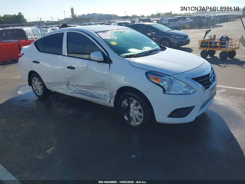 NISSAN VERSA 2016, VIN 3N1CN7AP6GL898610