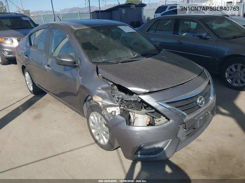NISSAN VERSA 2016, VIN 3N1CN7AP5GL840763