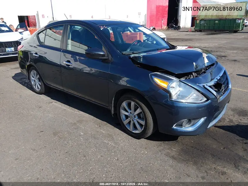 NISSAN VERSA 2016, VIN 3N1CN7AP7GL818960