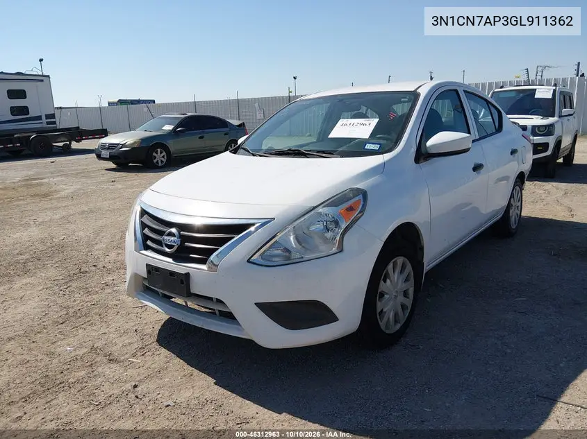 2016 NISSAN VERSA VIN 3N1CN7AP3GL911362 — фото 2