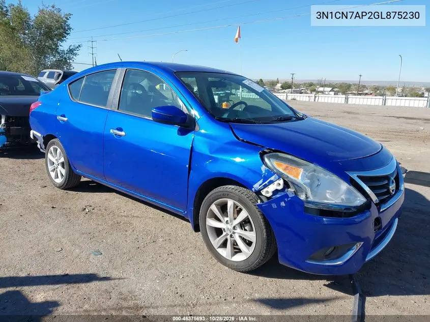 NISSAN VERSA 2016, VIN 3N1CN7AP2GL875230