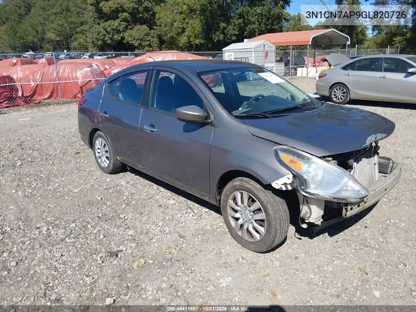 NISSAN VERSA 2016, VIN 3N1CN7AP9GL820726