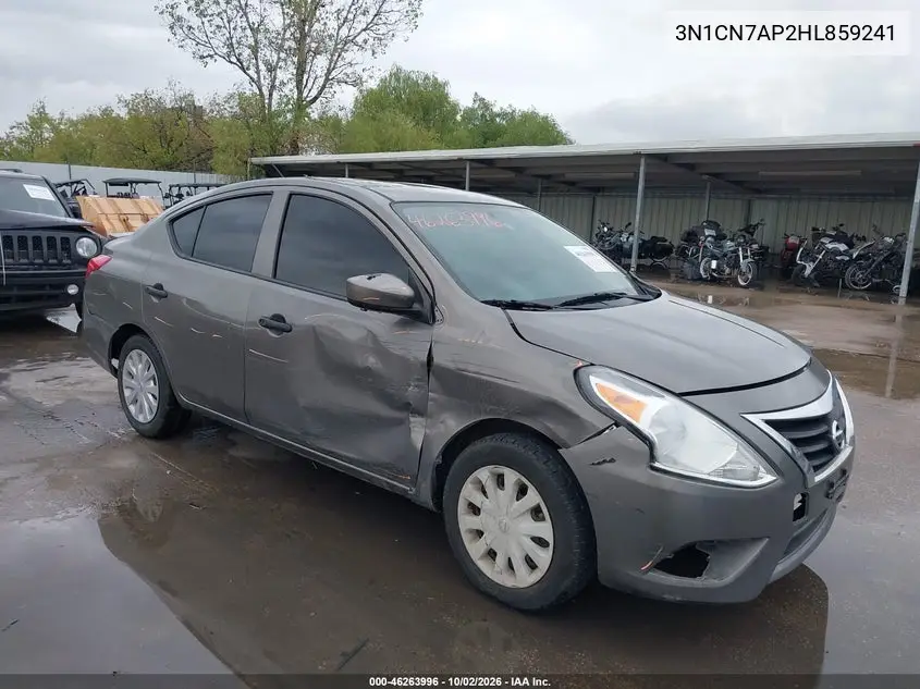 NISSAN VERSA 2017, VIN 3N1CN7AP2HL859241